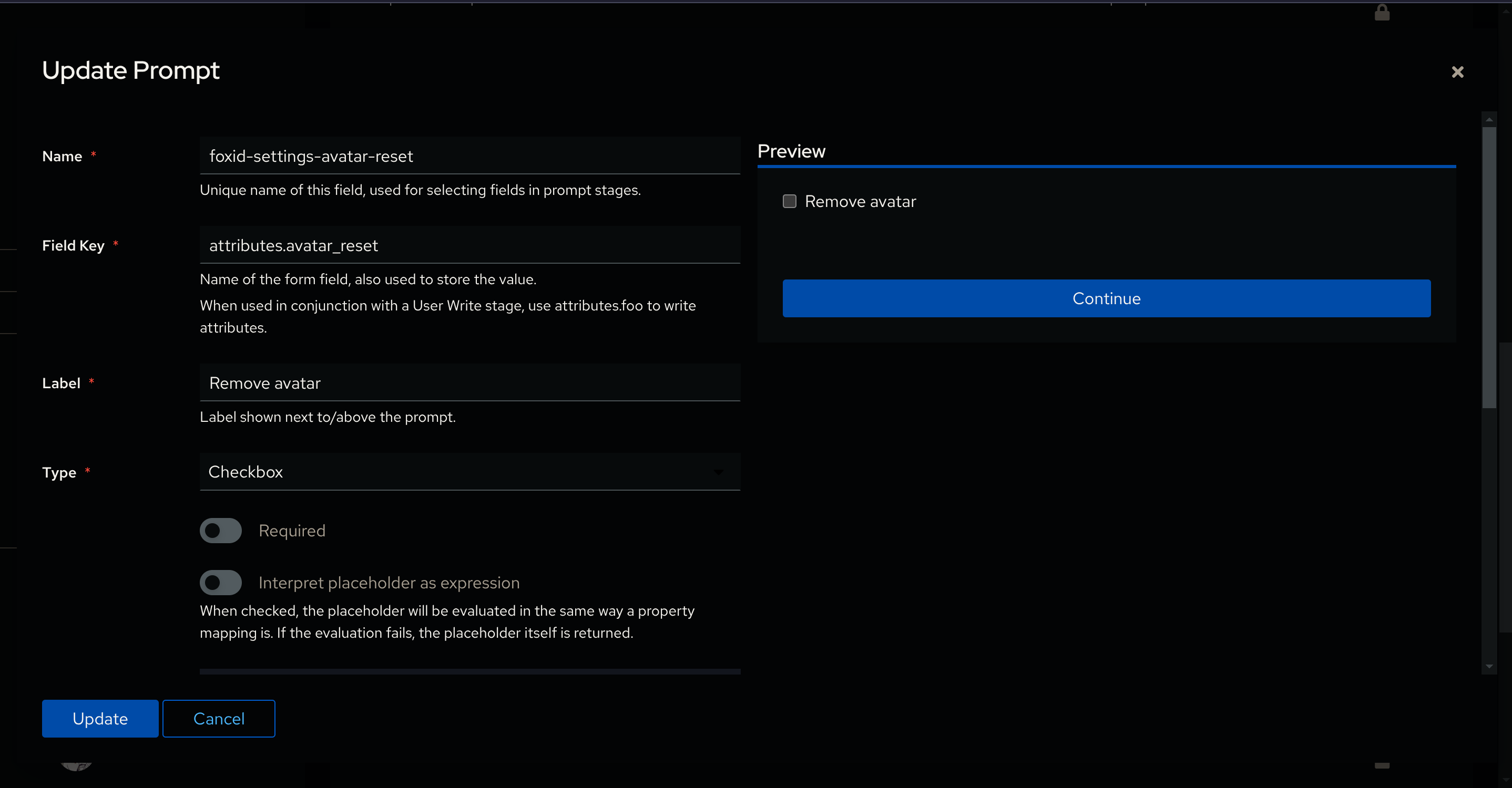 Reset prompt Setup